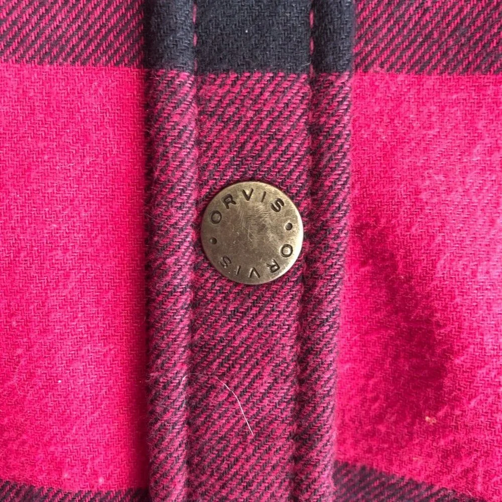 Orvis Women's Flannel Shirt Jacket Fleece Lined XXL 2XL Plaid Pink 100% Cotton - Picture 7 of 13
